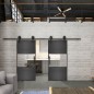 Glasschiebetür BARN-LINE Loft Schwarzeisen Genietet 27 Auf Klarglas Glasschiebetür BARN-LINE Loft Schwarzeisen Genietet 27 Auf Klarglas