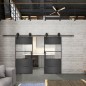 Glasschiebetür BARN-LINE Loft Schwarzeisen Genietet 25 Auf Klarglas Glasschiebetür BARN-LINE Loft Schwarzeisen Genietet 25 Auf Klarglas