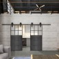 Glasschiebetür BARN-LINE Loft Schwarzeisen Genietet 21 Auf Klarglas Glasschiebetür BARN-LINE Loft Schwarzeisen Genietet 21 Auf Klarglas