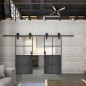 Glasschiebetür BARN-LINE Loft Schwarzeisen Genietet 18 Auf Klarglas Glasschiebetür BARN-LINE Loft Schwarzeisen Genietet 18 Auf Klarglas