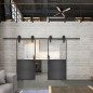 Glasschiebetür BARN-LINE Loft Schwarzeisen Genietet 16 Auf Klarglas Glasschiebetür BARN-LINE Loft Schwarzeisen Genietet 16 Auf Klarglas