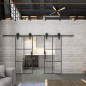 Glasschiebetür BARN-LINE Loft Schwarzeisen Genietet 07 Auf Klarglas Glasschiebetür BARN-LINE Loft Schwarzeisen Genietet 07 Auf Klarglas
