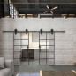 Glasschiebetür BARN-LINE Loft Schwarzeisen Genietet 05 Auf Klarglas Glasschiebetür BARN-LINE Loft Schwarzeisen Genietet 05 Auf Klarglas