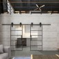 Glasschiebetür BARN-LINE Loft Schwarzeisen Genietet 01 Auf Klarglas Glasschiebetür BARN-LINE Loft Schwarzeisen Genietet 01 Auf Klarglas