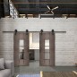Glasschiebetür BARN-LINE Loft Rosteisen Genietet 34 Auf Klarglas Glasschiebetür BARN-LINE Loft Rosteisen Genietet 34 Auf Klarglas