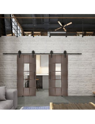 Glasschiebetür BARN-LINE Loft Rosteisen Genietet 34 Auf Klarglas