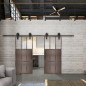 Glasschiebetür BARN-LINE Loft Rosteisen Genietet 23 Auf Klarglas Glasschiebetür BARN-LINE Loft Rosteisen Genietet 23 Auf Klarglas