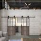 Glasschiebetür BARN-LINE Loft Rosteisen Genietet 22 Auf Klarglas Glasschiebetür BARN-LINE Loft Rosteisen Genietet 22 Auf Klarglas