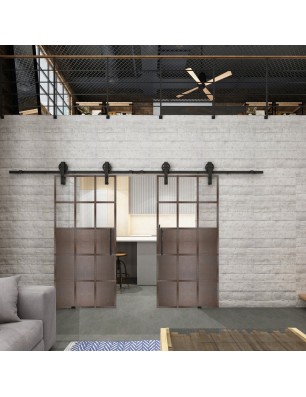 Glasschiebetür BARN-LINE Loft Rosteisen Genietet 21 Auf Klarglas
