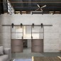 Glasschiebetür BARN-LINE Loft Rosteisen Genietet 14 Auf Klarglas Glasschiebetür BARN-LINE Loft Rosteisen Genietet 14 Auf Klarglas