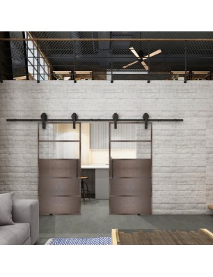 Glasschiebetür BARN-LINE Loft Rosteisen Genietet 13 Auf Klarglas