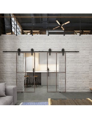 Glasschiebetür BARN-LINE Loft Rosteisen Genietet 08 Auf Klarglas