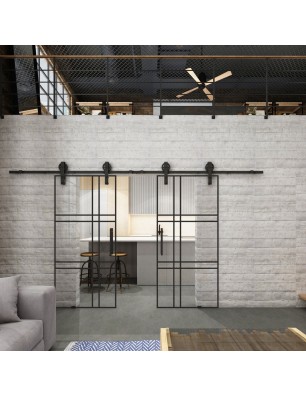 Glasschiebetür BARN-LINE Loft Schwarzlack 20 Auf Klarglas