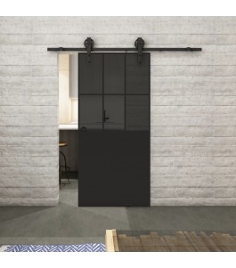 Glasschiebetür BARN-LINE Loft Schwarzlack 28 Auf Grauglas