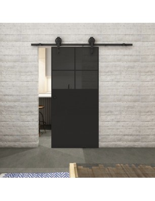Glasschiebetür BARN-LINE Loft Schwarzlack 23 Auf Grauglas