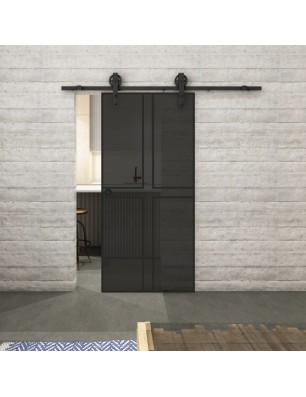 Glasschiebetür BARN-LINE Loft Schwarzlack 15 Auf Grauglas