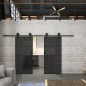 Glasschiebetür BARN-LINE Loft Schwarzlack 02 Auf Grauglas Glasschiebetür BARN-LINE Loft Schwarzlack 02 Auf Grauglas
