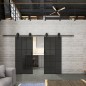 Glasschiebetür BARN-LINE Loft Schwarzlack 11 Auf Grauglas