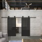 Glasschiebetür BARN-LINE Loft Schwarzlack 36 Auf Grauglas Glasschiebetür BARN-LINE Loft Schwarzlack 36 Auf Grauglas