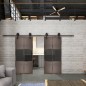Glasschiebetür BARN-LINE Loft Rosteisen Genietet 30 Auf Grauglas Glasschiebetür BARN-LINE Loft Rosteisen Genietet 30 Auf Grauglas