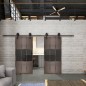 Glasschiebetür BARN-LINE Loft Rosteisen Genietet 33 Auf Grauglas Glasschiebetür BARN-LINE Loft Rosteisen Genietet 33 Auf Grauglas