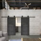 Glasschiebetür BARN-LINE Loft Schwarzeisen Genietet 17 Auf Grauglas Glasschiebetür BARN-LINE Loft Schwarzeisen Genietet 17 Auf Grauglas