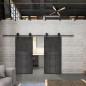 Glasschiebetür BARN-LINE Loft Schwarzeisen Genietet 21 Auf Grauglas Glasschiebetür BARN-LINE Loft Schwarzeisen Genietet 21 Auf Grauglas
