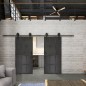 Glasschiebetür BARN-LINE Loft Schwarzeisen Genietet 22 Auf Grauglas Glasschiebetür BARN-LINE Loft Schwarzeisen Genietet 22 Auf Grauglas