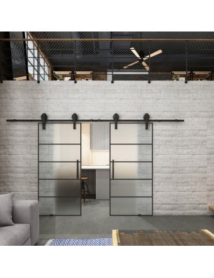Glasschiebetür BARN-LINE Loft Schwarzlack 01 Blickdicht