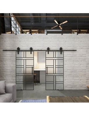 Glasschiebetür BARN-LINE Loft Schwarzlack 13 Blickdicht