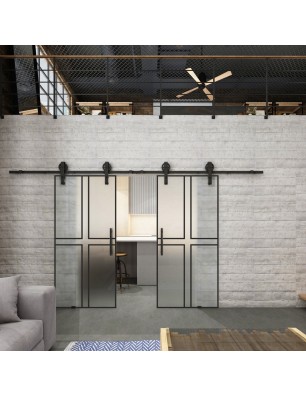 Glasschiebetür BARN-LINE Loft Schwarzlack 15 Blickdicht