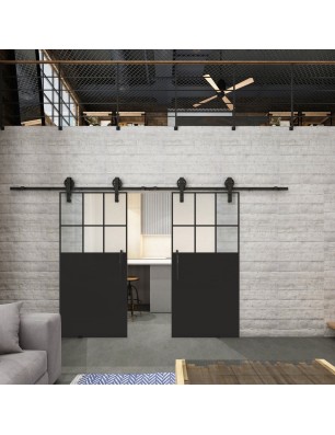 Glasschiebetür BARN-LINE Loft Schwarzlack 27 Blickdicht