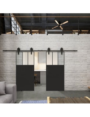 Glasschiebetür BARN-LINE Loft Schwarzlack 29 Blickdicht