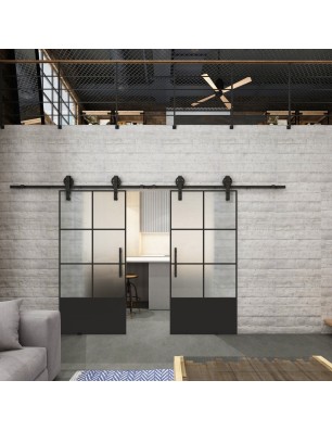 Glasschiebetür BARN-LINE Loft Schwarzlack 35 Blickdicht