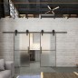Glasschiebetür BARN-LINE Loft Rosteisen Genietet 04 Blickdicht Glasschiebetür BARN-LINE Loft Rosteisen Genietet 04 Blickdicht
