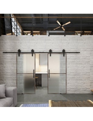 Glasschiebetür BARN-LINE Loft Rosteisen Genietet 04 Blickdicht