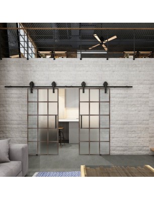 Glasschiebetür BARN-LINE Loft Rosteisen Genietet 09 Blickdicht