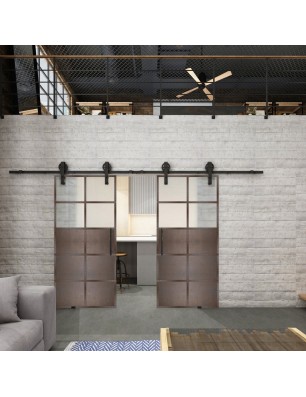 Glasschiebetür BARN-LINE Loft Rosteisen Genietet 17 Blickdicht