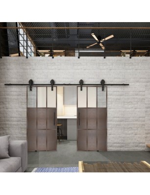 Glasschiebetür BARN-LINE Loft Rosteisen Genietet 23 Blickdicht