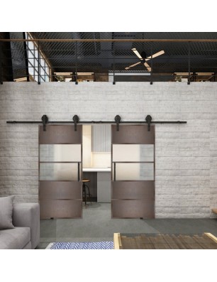 Glasschiebetür BARN-LINE Loft Rosteisen Genietet 25 Blickdicht