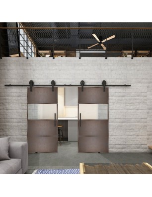 Glasschiebetür BARN-LINE Loft Rosteisen Genietet 26 Blickdicht