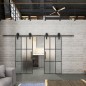Glasschiebetür BARN-LINE Loft Schwarzeisen Genietet 11 Blickdicht Glasschiebetür BARN-LINE Loft Schwarzeisen Genietet 11 Blickdicht