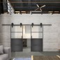 Glasschiebetür BARN-LINE Loft Schwarzeisen Genietet 14 Blickdicht Glasschiebetür BARN-LINE Loft Schwarzeisen Genietet 14 Blickdicht