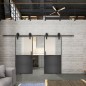 Glasschiebetür BARN-LINE Loft Schwarzeisen Genietet 16 Blickdicht