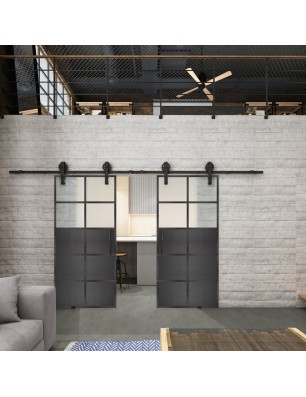 Glasschiebetür BARN-LINE Loft Schwarzeisen Genietet 17 Blickdicht