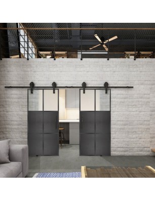 Glasschiebetür BARN-LINE Loft Schwarzeisen Genietet 19 Blickdicht