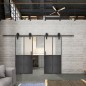 Glasschiebetür BARN-LINE Loft Schwarzeisen Genietet 20 Blickdicht Glasschiebetür BARN-LINE Loft Schwarzeisen Genietet 20 Blickdicht