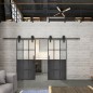 Glasschiebetür BARN-LINE Loft Schwarzeisen Genietet 22 Blickdicht Glasschiebetür BARN-LINE Loft Schwarzeisen Genietet 22 Blickdicht