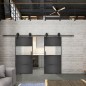 Glasschiebetür BARN-LINE Loft Schwarzeisen Genietet 26 Blickdicht Glasschiebetür BARN-LINE Loft Schwarzeisen Genietet 26 Blickdicht