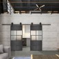 Glasschiebetür BARN-LINE Loft Schwarzeisen Genietet 28 Blickdicht Glasschiebetür BARN-LINE Loft Schwarzeisen Genietet 28 Blickdicht